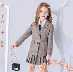 卒業式 スーツ 小学校 女子 卒服 卒園式服 子供服 女の子 フォーマル チェック柄 ジャケット＆ブレザー2点セット 子供スーツ フォーマルスーツ051525