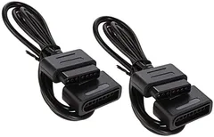 akindou スーパーファミコン SFC スーファミ 用 コントローラー 延長ケーブル 1.8m 2人用セット SNES (黒色)