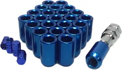 エスティーエスミチコ ホイールナットを内六角にドレスアップ エアバルブキャップセット 盗難防止 53 P1.25 青 6穴用24個 (53 P1.25 青 6穴用24個)