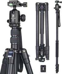 ARTCISE 컴팩트 알루미늄 삼각대 전신고 209.8cm 여행 일각 신축 가변식 레버 락 Tripod 고급 볼 운대와 퀵 슈 첨부 경량 합금 비디오 카메라 최대 내하중 15킬로 디지털 카메라 DSLR 운동회 (블랙)
