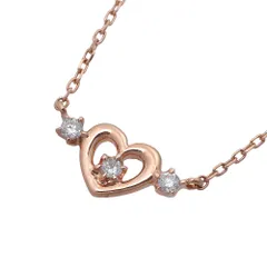 【本物保証】 新品同様 ヨンドシー 4℃ 約1.3g ハートモチーフ ネックレス K10PG リボンモチーフアジャスター 