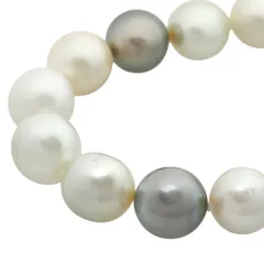 【本物保証】 鑑付 超美品 白蝶真珠 黒蝶真珠 ネックレス 約105.6g シルバー環 真珠 約11.5～14.8ミリ 大きい マルチカラー ノーブランド