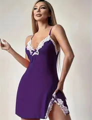 【新品】レディース リボンストラップ付きスリップナイトドレス