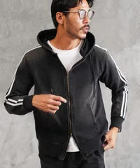 新品 未使用 roshell(ロシェル)スウェットデニム ジップパーカー 201155 ブラック2ライン