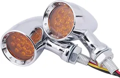 KnightraidB Avan バイク LED 弾丸 ウインカー ライト ハーレー ドラッグスター 2個 4個 セット ブレット ウィンカー ブラック シルバー フロント リア テール ランプ サイド バック アメリカン (シルバー 2個セット)