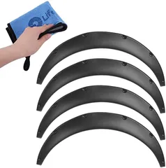 ライフパレット オーバーフェンダー 汎用 4枚 PP製 艶消し 黒 マットブラック ハミタイ対策 極太タイヤ 旧車 洗車用タオル付き (黒,  大サイズ4枚)