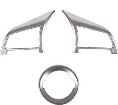 Newkingz エクストレイル T32 パーツ セレナ ノート ルークス デイズ リーフ キックス ステアリングパネルカバー シルバー 3点セット (ハンドルパネル3点セット（サテンシルバー）)