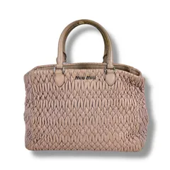 ミュウミュウ　MIUMIU ハンドバッグ　ミニトートバッグ　マテラッセ　マトラッセ　ナッパレザー　ピンク　ベージュ