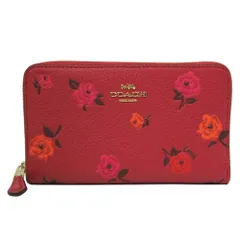 【新品】コーチ 財布 二つ折り財布 COACH ZIP WALLET ピオニー プリント ミディアム ID ジップ ウォレット パスケース付き CF309 IMP2Z (レッドアップルマルチ) アウトレット レディース 送料無料