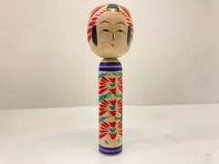 ♪伝統こけし 柿澤是伸作　鳴子系  約18cm  菊模様
