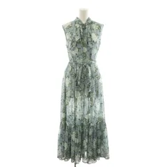 フレイアイディー FRAY I.D 21SS ウォールフラワープリントワンピース ロング ノースリーブ 0 水色 ライトブルー カーキ FWFO212069 /RR