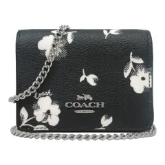【新品】コーチ 財布 カードケース COACH MINI WALLET フローラル プリント チェーン ミニ ウォレット 斜め掛け CP344 SVA47(ブラックマルチ)アウトレット レディース 送料無料