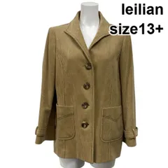 ◆ レリアン leilian コーデュロイジャケット ブレザー 長袖 テーラード キャメル 毛 コットン カシミア 13+ XL 13号 レディース S5Y011