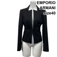 ◆ エンポリオアルマーニ EMPORIO ARMANI テーラードジャケット ブレザー 長袖 ペプラム ダークグレー ウール 40 M 9号 レディース S5Y015
