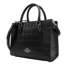 【新品】コーチ バッグ トートバッグ COACH MAGGIE クロコ調レザー メタルロゴ スモール ジップトート 2WAY 斜め掛け CY669 SV/BK (ブラック) アウトレット レディース 送料無料