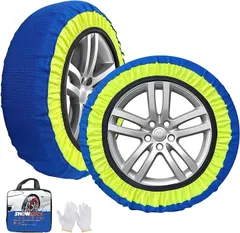 YEZOND タイヤチェーン 布製 非金属 軽自動車 スノーチェーン 簡単装着 チェーン規制対応 冬の雪对 (青緑,  BL74)
