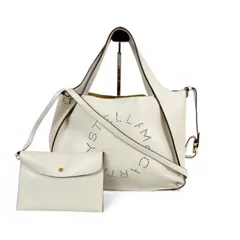 ステラマッカートニー Stella McCartney サークルロゴ トートバッグ 2WAY ショルダーバッグ　フェイクレザー　ホワイト　ポーチ付き
