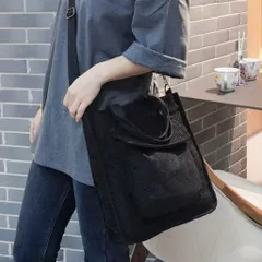 レディース　コーデュロイ　2wayショルダーバッグ　トートバッグ　ブラック