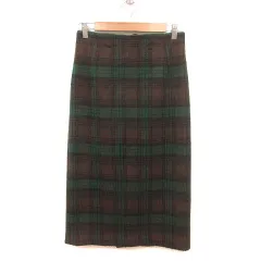 フェンネル FENNEL タイトスカート ロング チェック 9 M 茶 ブラウン 緑 グリーン 黒 ブラック /MS