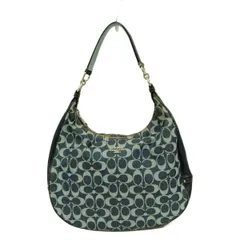 COACH(コーチ) ショルダーバッグ シグネチャー柄 F57912 ネイビー×ライトブルー レザー