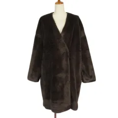 12closet トゥエルブクローゼット コート ノーカラー フェイクファー F 茶 ブラウン