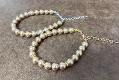 上品パール　ブレスレット　シャンパンゴールド
