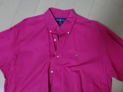 希少カラー！　Polo Ralph Lauren 半袖シャツ　メンズLサイズ　濃いピンク　ポロ ラルフローレン