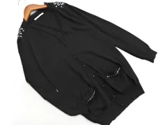 snidel スナイデル ウール混 ラインストーン レース ニット ロング カーディガン sizeF/黒 ◇■ レディース