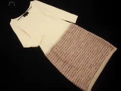 UNTITLED アンタイトル ウール混 ツイード フェイクレイヤード ワンピース size2/アイボリーｘベージュ ◇■ レディース