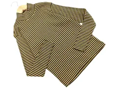 Ray BEAMS レイビームス ボーダー ハイネック カットソー 黒ｘゴールド ◇■ レディース