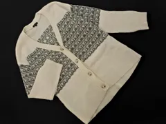 INDIVI インディヴィ ウール混 オーバーサイズ Vネック カーディガン size13/白ｘグレー ◇■ レディース