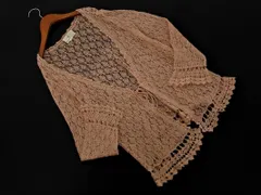 KUMIKYOKU 組曲 大きいサイズ モヘア混 リボン 透かし編み カーディガン size6/ピンクベージュxラメ ◇■ レディース