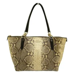 COACH(コーチ) トートバッグ パイソン アベニュー トート F35888 ベージュ×ダークブラウン レザー