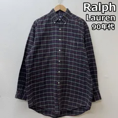 ラルフローレン The Big Oxford 90s ビッグ オックスフォード ボタンダウン チェック シャツ 裾ポニー 刺繍 ロゴ メンズ S ISItems【USED】【古着】【中古】50147938