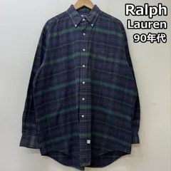 ラルフローレン The Big Oxford 90s ビッグ オックスフォード ボタンダウン チェック シャツ 裾ポニー 刺繍 ロゴ メンズ M ISItems【USED】【古着】【中古】50147940
