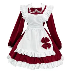 ロリータワンピース メイド服 レッド コスプレ 仮装 魔女服 赤ずきん ゴスロリ リボン アリス lolita レディース ゴシック ハ