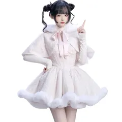 サンタワンピース ロリータ コスプレ クリスマス レディース 女の子 jsk Lolita ゆめかわいい 3点セット マント インナー リボン