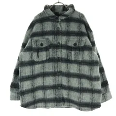 美品 Re-J&supure リジェイアンドスプル チェック柄 長袖 シャギー シャツジャケット LL グレー レディース 古着