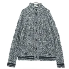 美品 NICOLE CLUB FOR MEN ニコルクラブフォーメン 長袖 ニットカーディガン 48 ブルー メンズ 古着