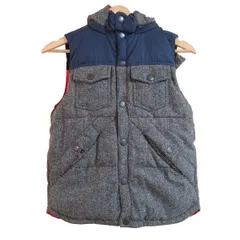 TOMMY HILFIGER(トミーヒルフィガー) ダウンベスト サイズS レディース - グレー×ネイビー×レッド リバーシブル/秋/冬