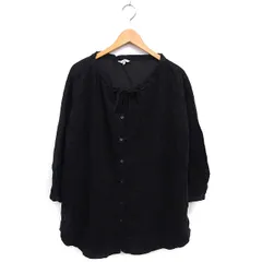 スタディオクリップ Studio Clip コーデュロイ チュニック シャツ ブラウス ノーカラー コットン 綿 ドロップショルダー 長袖 F チャコールグレー /NT11