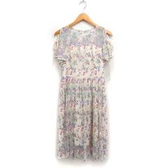 ジルスチュアート JILL STUART エンブロイダリーチュール ワンピース 半袖 ロング 花柄刺繍 4 ベージュ /FT31