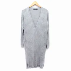 アズールバイマウジー AZUL by moussy ニット カーディガン ロング Vネック 長袖 綿混 総柄 リブ M グレー 灰 /HT22
