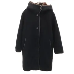 BEAUTY＆YOUTH UNITED ARROWS ビューティーアンドユース ユナイテッドアローズ ウールブレンド メルトンファーフーディー コート M ブラック レディース 古着