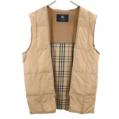BURBERRY LONDON バーバリーロンドン 裏ノバチェック ダウンベスト LL ベージュ 三陽商会 メンズ 古着