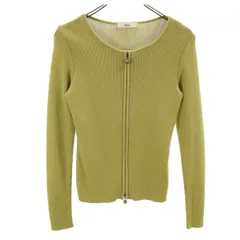 Rene ルネ 日本製 長袖 ジップアップ リブ ニットカーディガン 38 グリーン系 レディース 古着