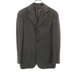 GIORGIO ARMANI ジョルジオアルマーニ イタリア製 ウールブレンド テーラードジャケット 46 グレー系 メンズ 古着
