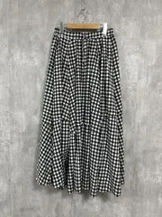 antiqua アンティカ ギンガムチェック ボリューム ロング スカート sizeF/白ｘ黒 ■■ レディース