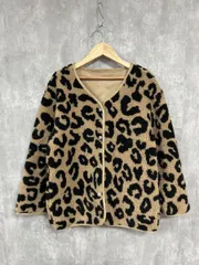 CRAMMY クラミー レオパード ボア ノーカラー ジャケット sizeM/茶 ◆■ レディース