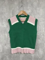 UNIQLO ユニクロ MARNI マルニ 配色 Vネック ニット ベスト sizeL/緑×ピンク ◆■ レディース